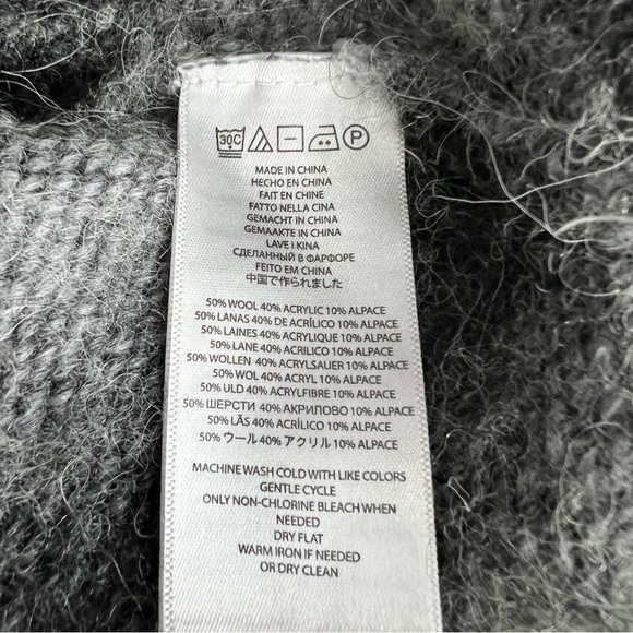 Michael Kors Cardigan Alpaca Wool Womans 1X Black Gray Ombre Chunky Knit Sweater - Picture 8 of 8